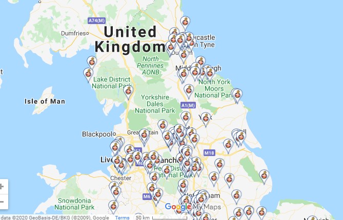 Girls Brigade groups in the UK on map