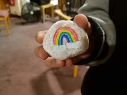 Painted rainbow stone