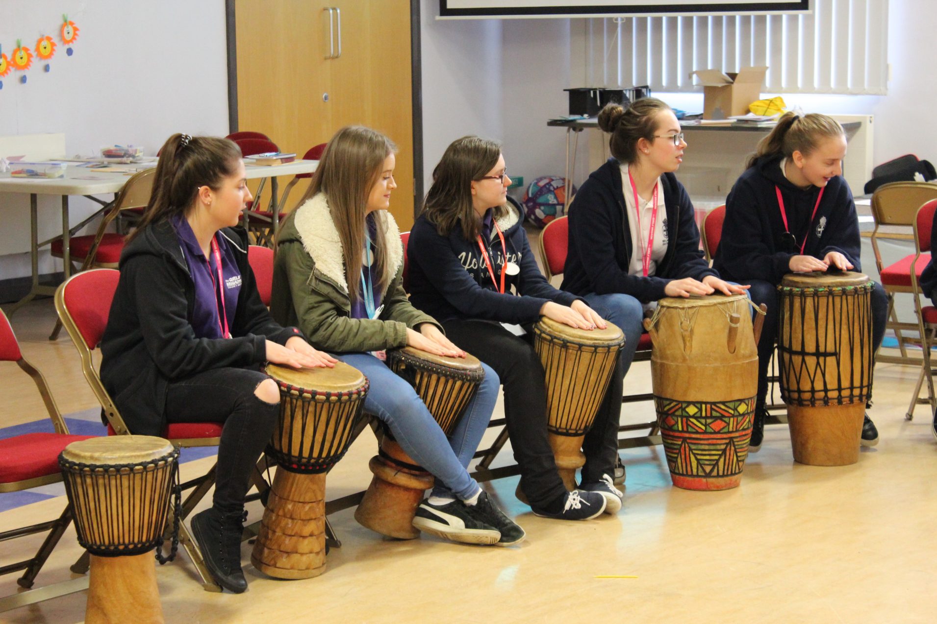 Girls playing drums at Esther Generation weekend