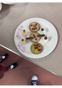 A biscuit snowman