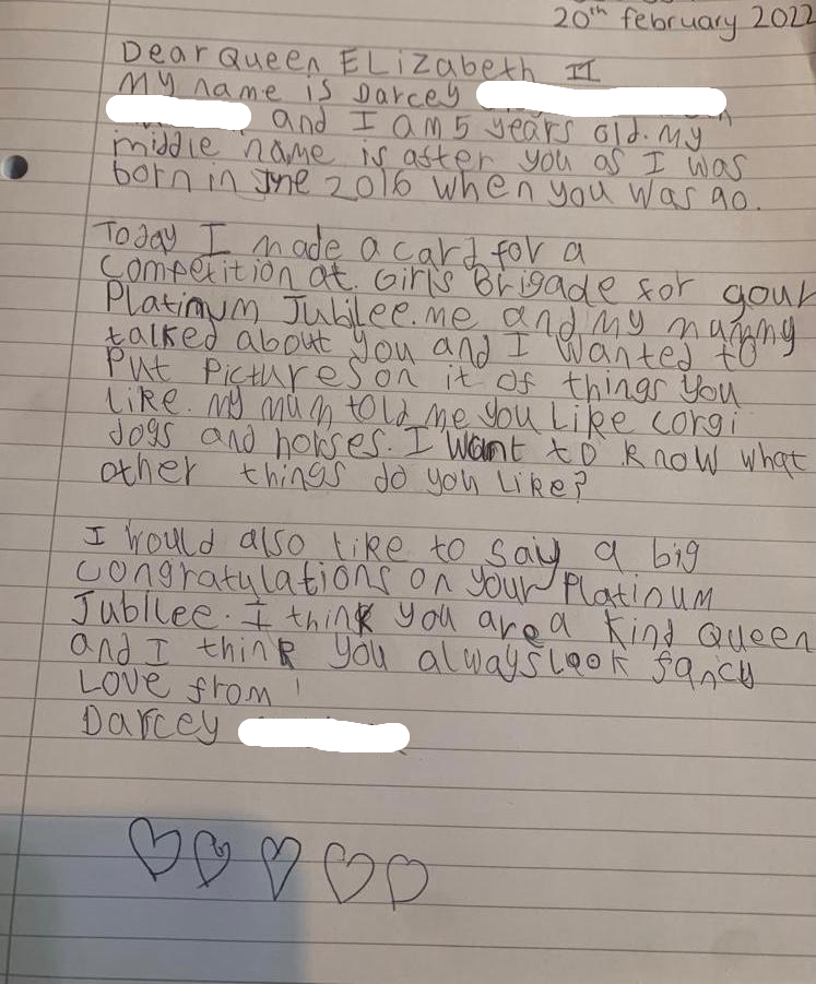Darceys letter to the Queen
